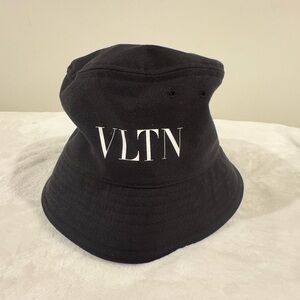 Valentino Black Bucket Hat with Logo
